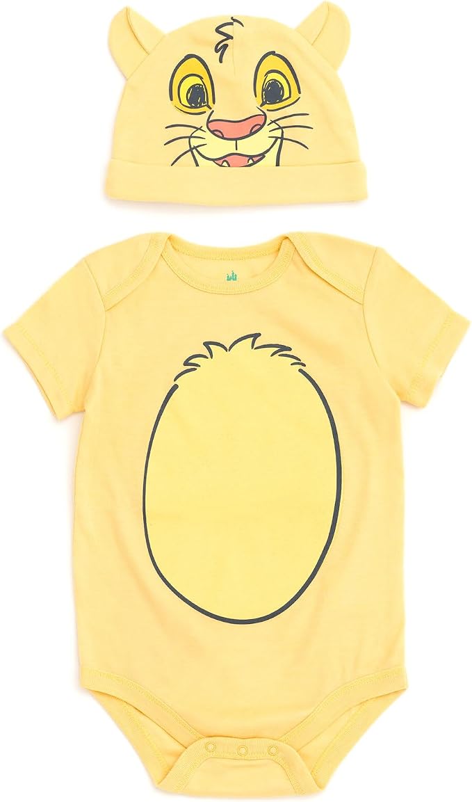 Disney Cosplay Baby Bodysuit and Hat Set Newborn to Infant Sizes (Newborn - 24 Months)