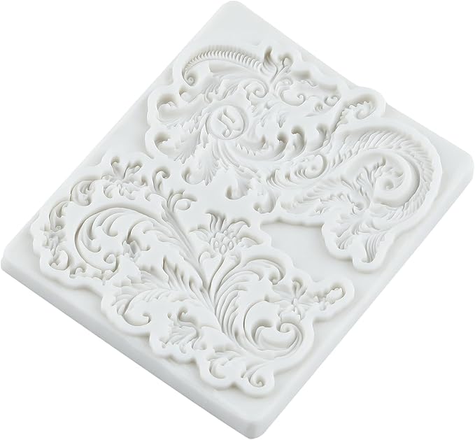 Baroque Scroll Lace Silicone Mold Vintage Curlicues Relief Flower Lace Filigree Polymer Clay Molds for DIY Crafts Epoxy Resin Casting Air Dry Polymer Clay Plaster Jewelry Making
