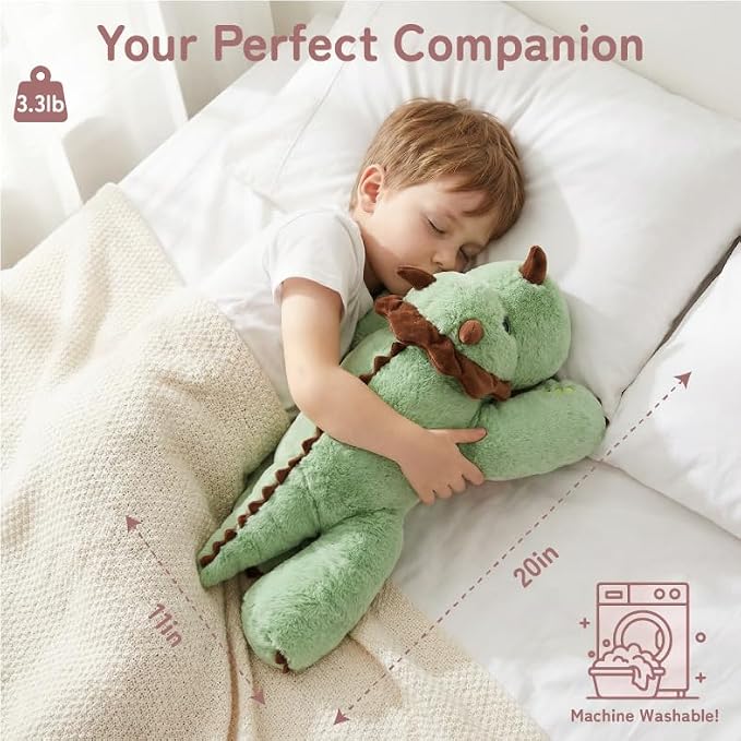 Niuniu Daddy Weighted Dinosaur Stuffed Animal for Kids & Adults, 20 Inch 3.3lb Large Plush Toy with Soft Fur, Weighted Plushies Pillow for Sensory Calm, Huggable Gift for Everyday Comfort
