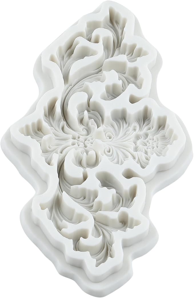 Baroque Polymer Clay Molds Baroque Scroll Relief Lace Silicone Mold for Epoxy Resin Casting DIY Crafts Air Dry Polymer Crafts Supplies Clay Tools