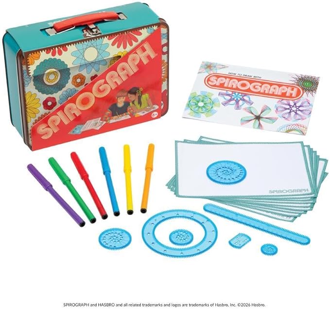 Spirograph Lunchbox – Arts and Crafts -Kids Toy - Art Supplies - Craft Supplies - Drawing Kit - Spiral Art - Classic Gear Design Kit - Case, Pens, Design Sheet Included, Ages 8+