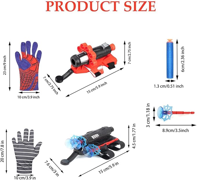Black Style Spider Web & Soft Missile Launcher Toy 2 Pcs Set,High-Precision Web Shooter for Cosplay, Roleplay & Outdoor Fun - Adjustable Strap, Durable Design, Safe for Kids& Adults