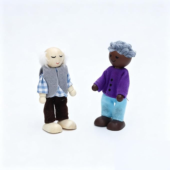 ONEST 10 Pieces Wooden Dollhouse Family Set Mini People Figures Sets Dollhouse Dolls Wooden Doll Family Pretend Play Figures Accessories for Pretend Doll House