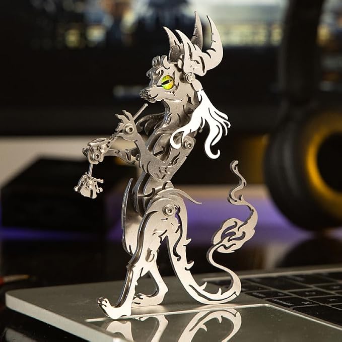 3D Metal Puzzles Toys The Meow Meow Family King and Princess Cat DIY Handmade Assembled Model Kits Ornaments Christmas New Year and Birthday Gifts for Adult (Pipe Elder Cat Silver)