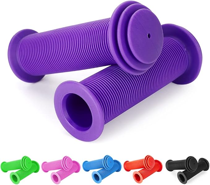 Kids Bike Grips - 105mm Bicycle Handlebar Grips With Mushroom Pattern for Bikes, Balance Bikes, and Kick Scooters