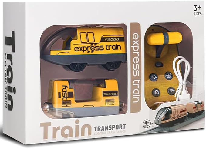TOPLIVING Motorised Wooden Rail Train, Remote Control Train with Magnetic Connection, Battery Operated Locomotive Trains for Toddlers, Compatible with Thomas, Brio, Chuggington