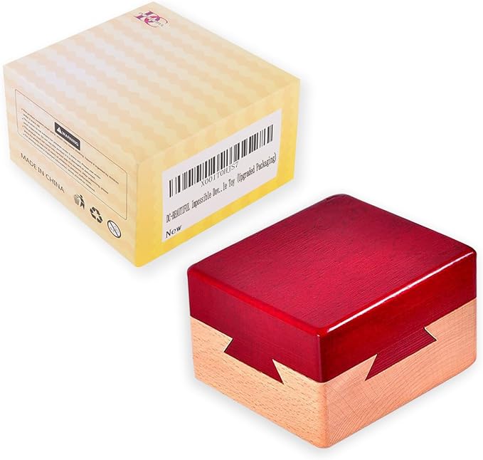 DC-BEAUTIFUL Impossible Dovetail Box Mini 3D Brain Teaser Wooden Magic Drawers Gift Jewelery Box Puzzle Toy for Adults