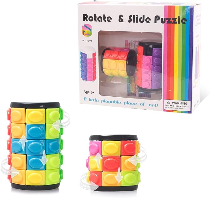 R.Y.TOYS Rotate and Slide Puzzle-Design Patent,Fidget Toys(Restore Order/Create Patterns) 8 Colors,3 and 5 Layers-Detach Piece for Quick Play,Brain Teaser,Sensory Toys Gifts,Easter Basket Stuffers