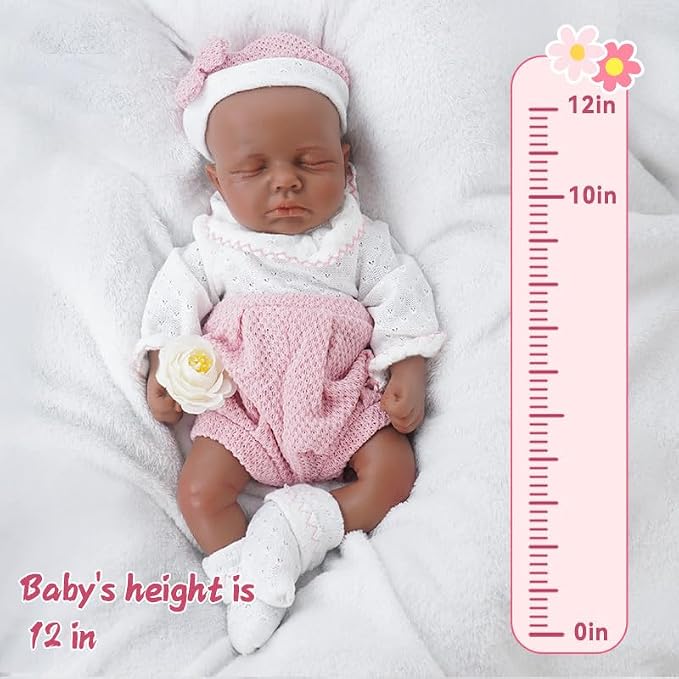 Girl 12 Inch, Silicone Reborn Baby Dolls, Realistic Baby Doll, Not Vinyl, Posable Newborn, Reborn Baby Dolls Silicone Full Body