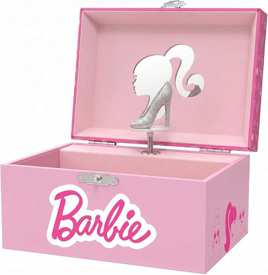 Barbie Storage Organizer for Accessories Musical Jewelry Box with Spinning Figurine, Barbie Toys for Girls Ages 3-5