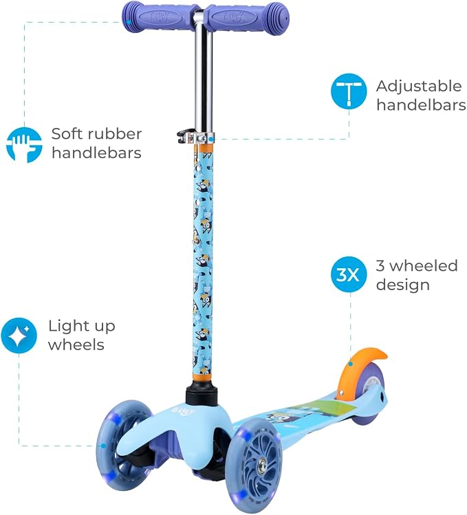 Kick Scooter for Kids, 3 Wheel Self Balancing, Light Up LED Wheels