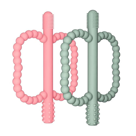 2 Pack Baby Silicone Teething Toys, Teething Sticks for Babies,Silicone teether Tubes for Baby Girl,BPA Free, Soothe Gums for 0-6 3-12 18-36 Months, Newborn Infants Toddler Sensory Chew Toys
