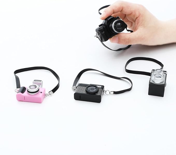 ONEST 6 Pieces Mini Cameras for Doll Accessories Miniature Camera Ornament Mini Dollhouse Vintage Prop Camera for Mini Decoration Furniture Accessories Photography Props