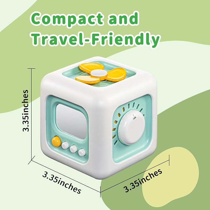 SOCBTNSO Busy Cube Toy, Sensory Toys for Toddlers 1-3, Baby Car Seat Toys 12-18 Months, Toddler Airplane Travel Toys Age 1-2, Learning Fine Motor Skills, 1st Birthday Gifts