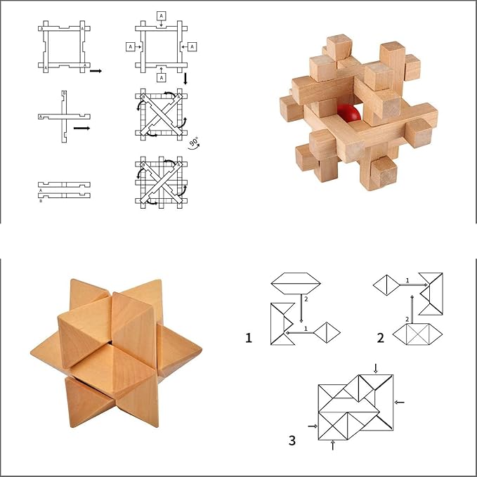 ULT-unite3D Wooden Cube Brain Teaser Puzzle