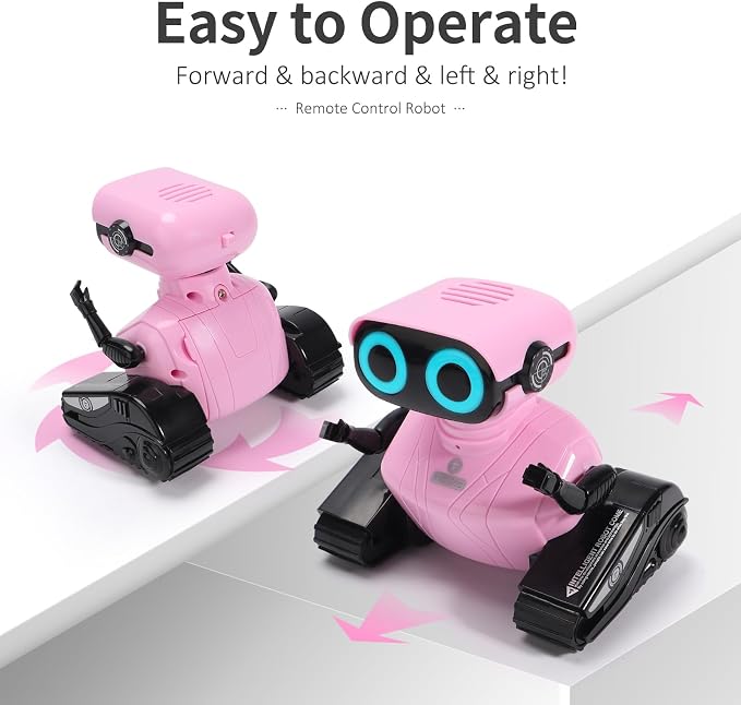 GILOBABY Remote Control Robot Toy for Kids 3-5 Years, Flashing LED Eyes, Dancing and Flexible Moves, Auto Demo Mode, Gift for Girls (Pink)