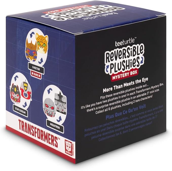 TeeTurtle Transformers Series Reversible Plushie Mystery Box - 3-Inch Mini Two-Sided Blind Box Plush with Embroidered Details – Cute Collectible Surprise Toy for Kids, Teens, and Adults