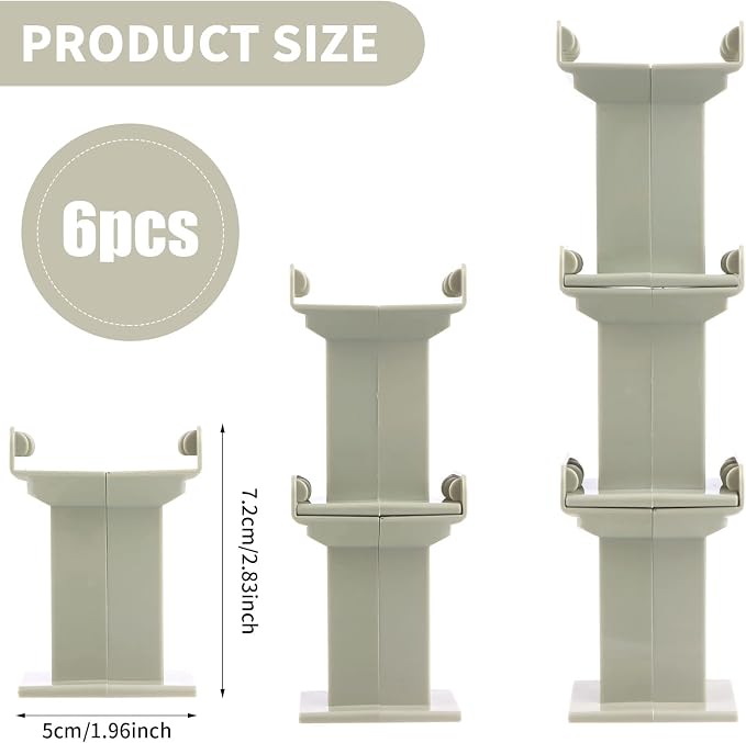 6 Pcs Train Bridge Pier Track Railway Accessories Multi Level Support Risers High Level Blocks Compatible All Major Brands, Grey Upgraded Version