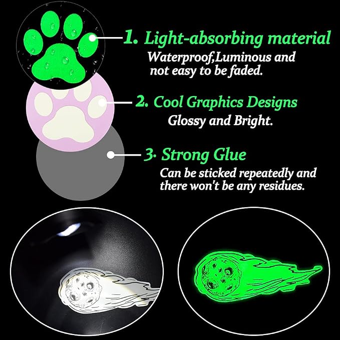 QTL Glow in The Dark Wall Stickers for Kids Glowing Party Supplies Waterproof Vinyl Stickers for Water Bottle Laptop 20Pcs
