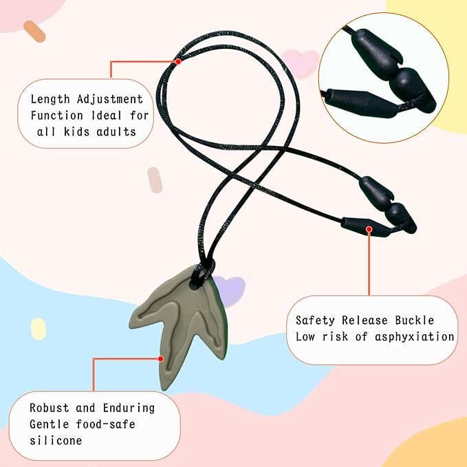 Chew Necklaces for Sensory Kids 7 Packs Children Adults Autism ADHD Chewy Necklace Sensory Teether Silicone Teething Boys and Girls Anxiety Relief to Reduce Fidgeting Stress Oral Fixation