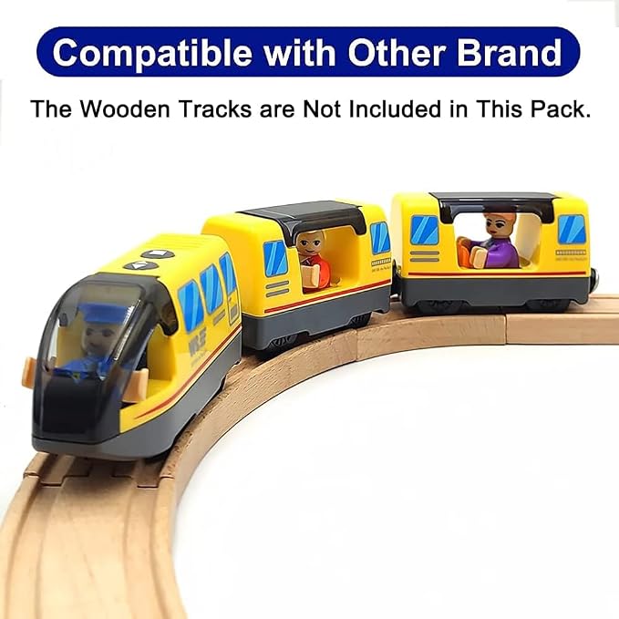 Battery Operated Locomotive Train Set for Wooden Train Tracks Magnetic Connection, Powerful Engine Bullet Train Set Compatible with Thomas, Brio, Melissa and Doug, Electric Train Toys for Toddlers