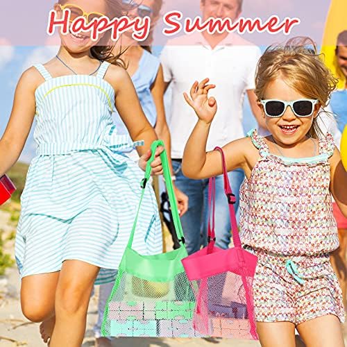 Frienda 15 Pack Mesh Beach Tote Bag, Seashell Bags, Bag Toys Organizer for Holding Beach Children' Toys Market Picnic(8.5 x 8.3 Inch,Classic Style)