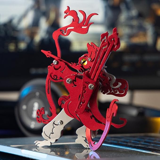 3D Metal Puzzles Toys The Meow Meow Family King and Princess Cat DIY Handmade Assembled Model Kits Kits Ornaments Christmas New Year and Birthday Gifts for Adult (King Cat red)