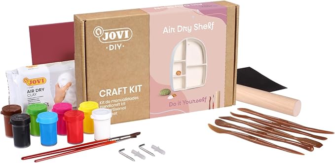 Jovi | Pottery Kit for Adults and Beginners | White Air Dry Clay, Roller, Paints, Sculpting Tools | Step-by-Step Guide, No Oven Needed | Creative Craft Experience