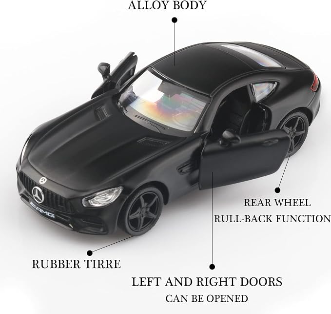 TOKAXI 1/36 Scale Mercedes Benz AMG GTS Diecast Cars Models,Pull Back Vehicles Toy Cars,Cars Gifts for Boys Girls (Black)