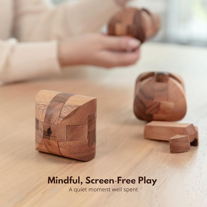 Ascher: 3D Wooden Puzzle Brain Teaser for Adults – Handcrafted Interlocking Logic Game – Unique STEM Gift & Desk Decor – Challenging Mental Puzzle by SiamMandalay