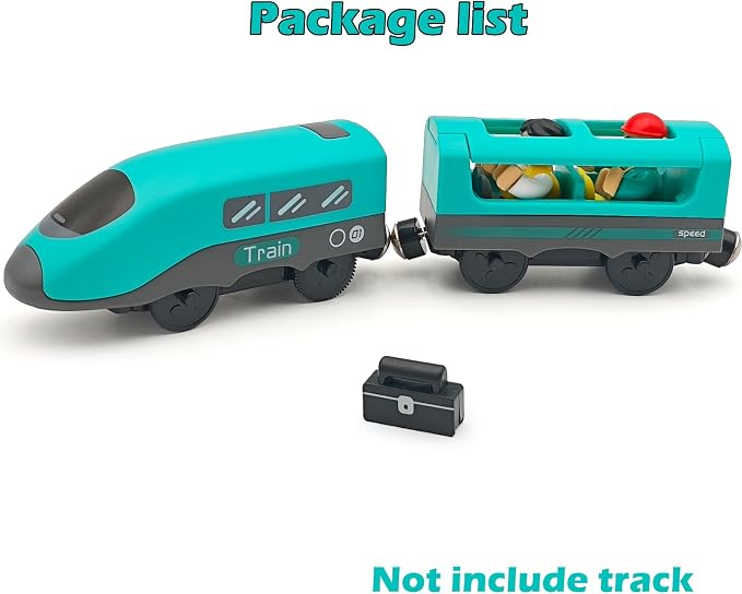 Battery Operated Police Train for Wooden Train Tracks with Figures Kids Magnetic Wooden Trains Set for Toddlers Boys 3-5 4-8 (Without Battery and Tracks) (Green)