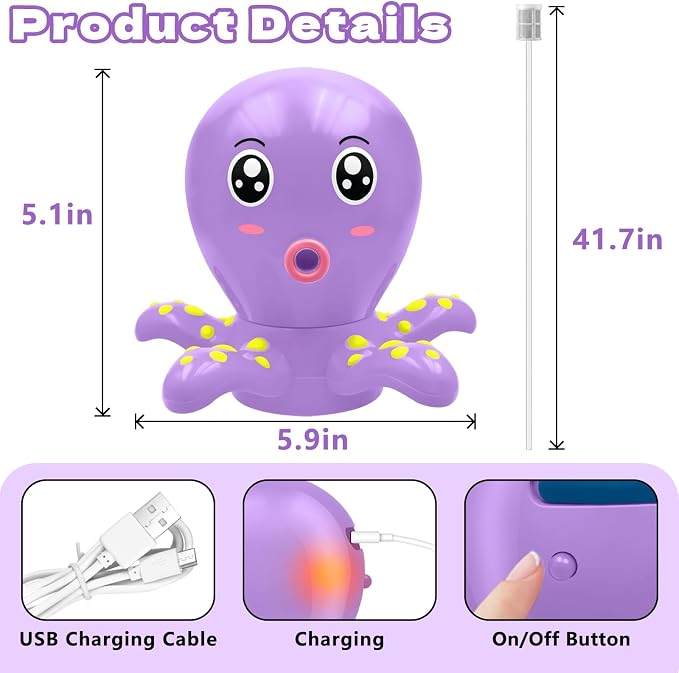 Intoypad Water Table Pump, Octopus Battery Powered Water Pump for Water Table 3 Hours Non-Stop Fun Summer Outdoor Water Toys Outside Water Play Table Accessories for Toddlers Kids (Purple)