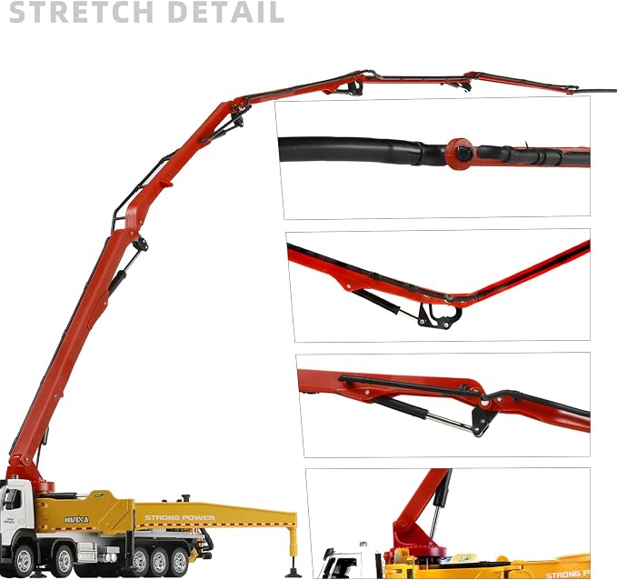 Concrete Pump Truck Toy, Cement Toy Truck Model with Extendable Working Cement Pump Arm, Bucket Construction Trucks Vehicle Toy Gifts for Boys Adult