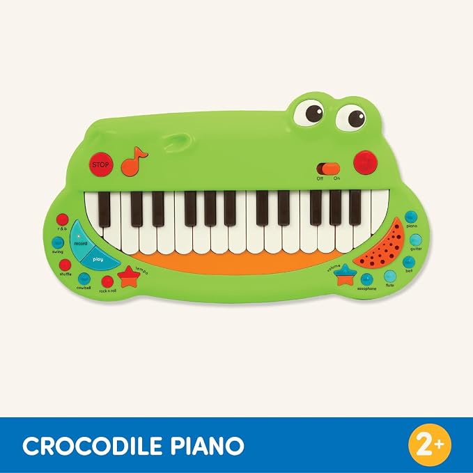 Battat – Toddler Musical Instrument – Animal Keyboard Piano with 5 Settings – Crocodile Piano – 2 Years+
