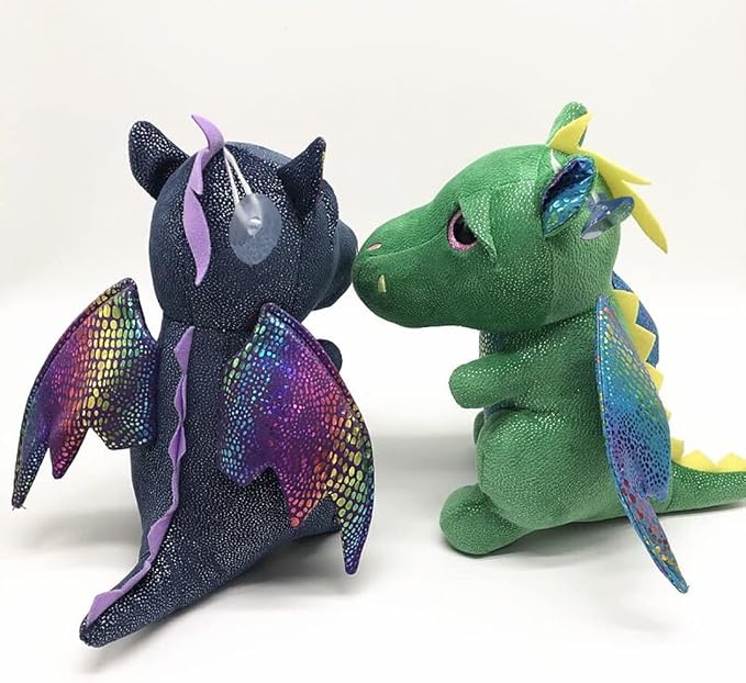YUKOUQIAN Dragon Stuffed Animal Cute Dragon Plush Doll Toy 10 inch for Girls Boys Christmas (Dragon Black 25cm)
