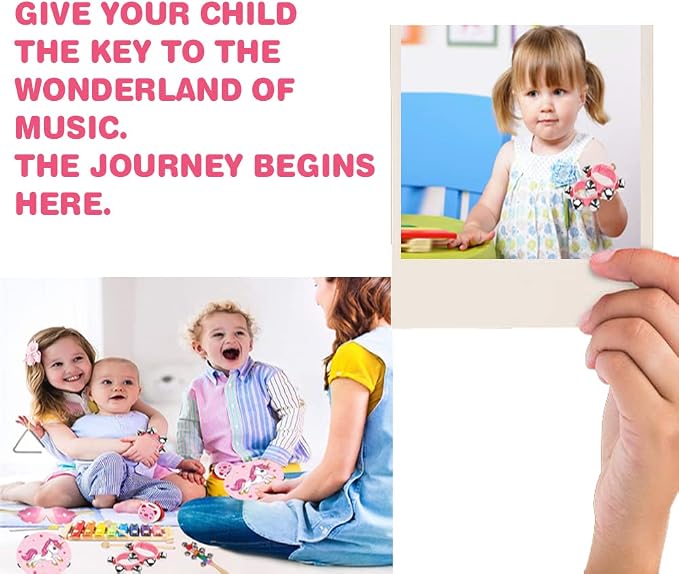 Kids Musical Instruments Sets, Non-Toxic Musical Toy, Wooden Percussion Instruments Toys Tambourine Xylophone for Kids Playing Preschool Education, Promotes Early Learning for Boys Girls Gift