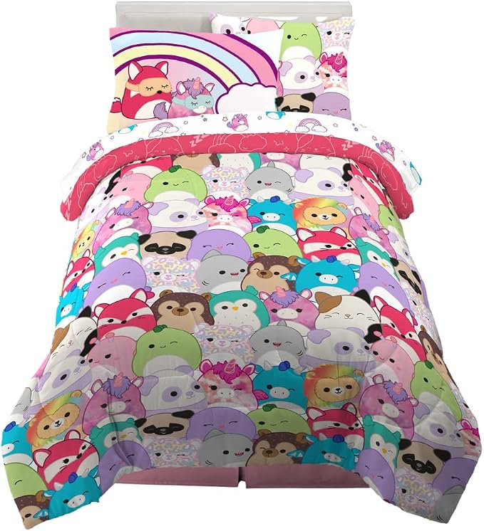 Franco Squishmallows Bedding Super Soft Comforter and Sheet Set with Sham, 5 Piece Twin Size