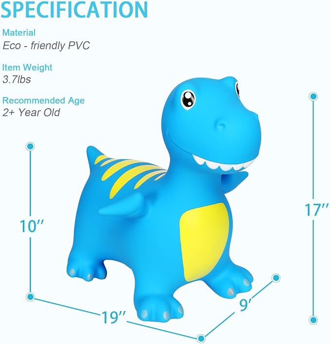 INPANY Bouncy Horse, Dinosaur Hopper Toys for Boys, Gifts Toy for Kid | Eco-Friendly PVC, Low Center Gravity, Cute Cartoon Design, Load 100 Lbs, Learn & Exercise & Active Fun, Gifts for 1-3 Kids