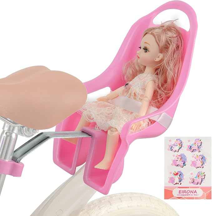 Doll Bike Seat for Girls – Bicycle Doll Chair for 12–20 Inch Kids Bikes, Fits American Girl Dolls, Pink