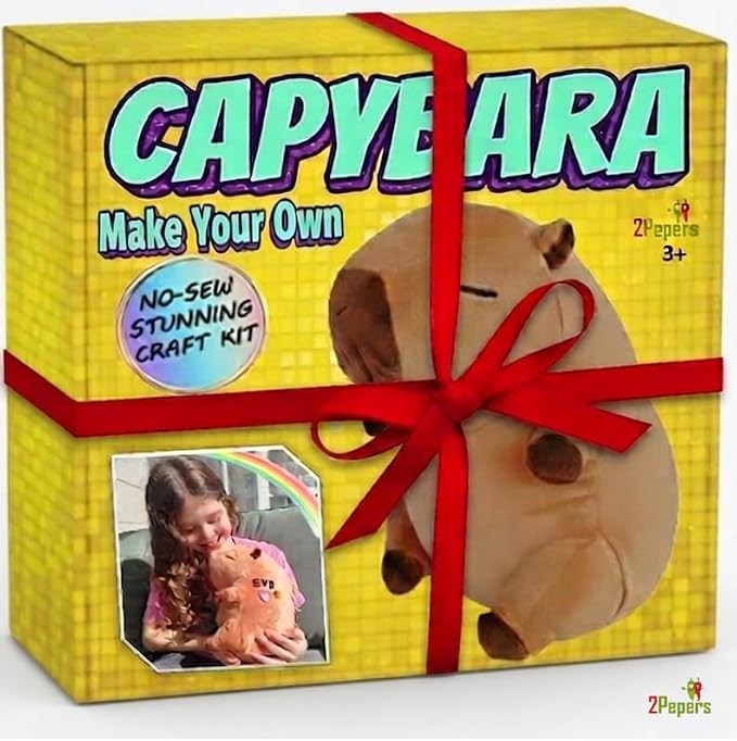 Make Your Own Capybara Toy, DIY Plushie Craft Kit, No-Sew Stuffed Animal Kit for Children, Puppy Birthday Gift for Kids Boys and Girls Ages 3 4 5 6 7 8, Arts Set STEAM Plush Pillow Creative Present