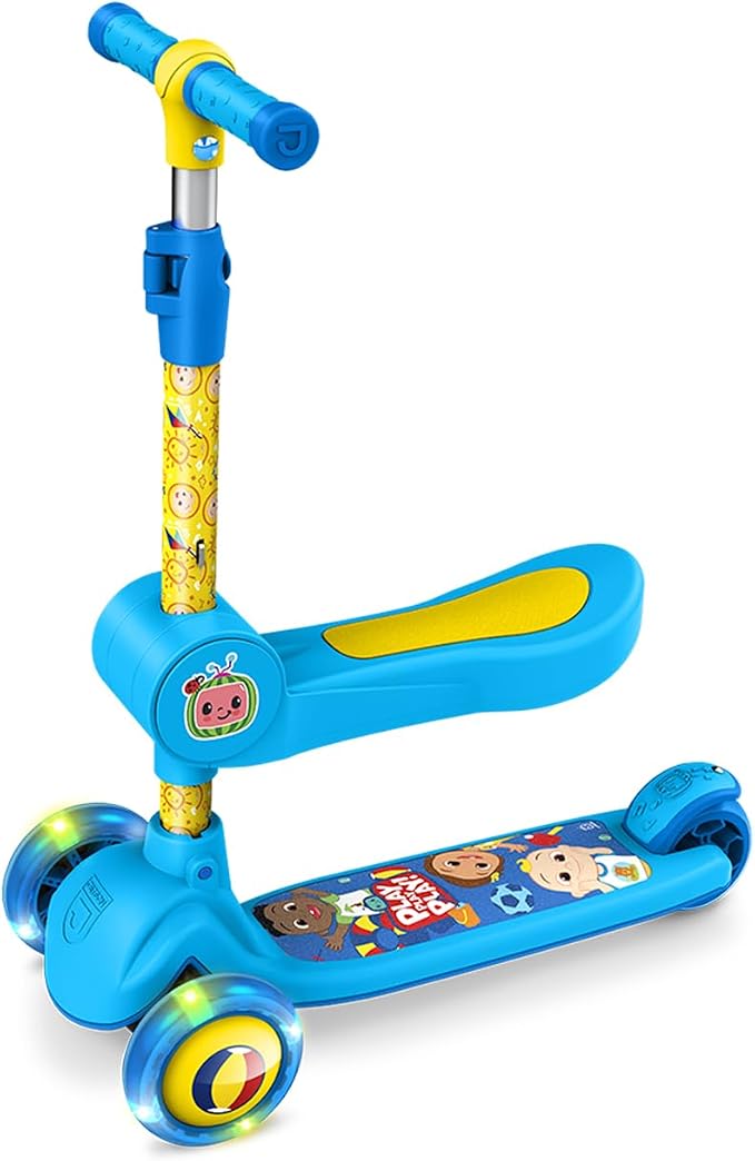 Jetson Character Kids Kick Scooter, LED Lights on Stem & Light-Up Wheels, Lightweight Frame, Height-Adjustable Handlebar, Lean-to-Steer System, Easy-Fold Mechanism