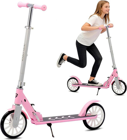 Kick Scooter for Ages 6+,Kid, Teens & Adults, Foldable, Lightweight 8IN Big Wheel Scooters -Max Load 260 LBS, Height Adjustable, Bearing ABEC9