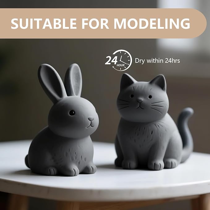 VIBRATITE Natural Air Dry Clay Bulk, 10LBs All-Purpose Modeling Sculpting Pottery Clay for Beginners and Professional (Dark Gray)