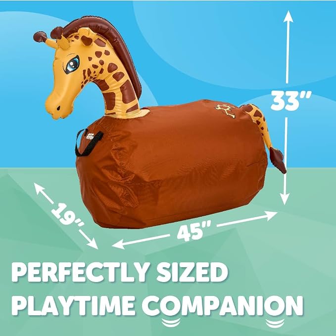 Waddle Hip Hoppers Large Bouncy Hopper Inflatable Hopping Animal Bouncer, Supports Up to 250 Pounds, Ages 5 and Up (Yellow Giraffe)