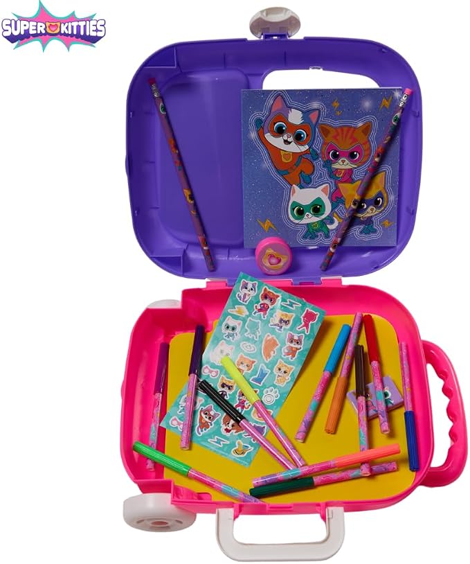 Disney Junior Super Kitties Color and Roll Activity Set with Carrying Case, Stickers, & Art Supplies