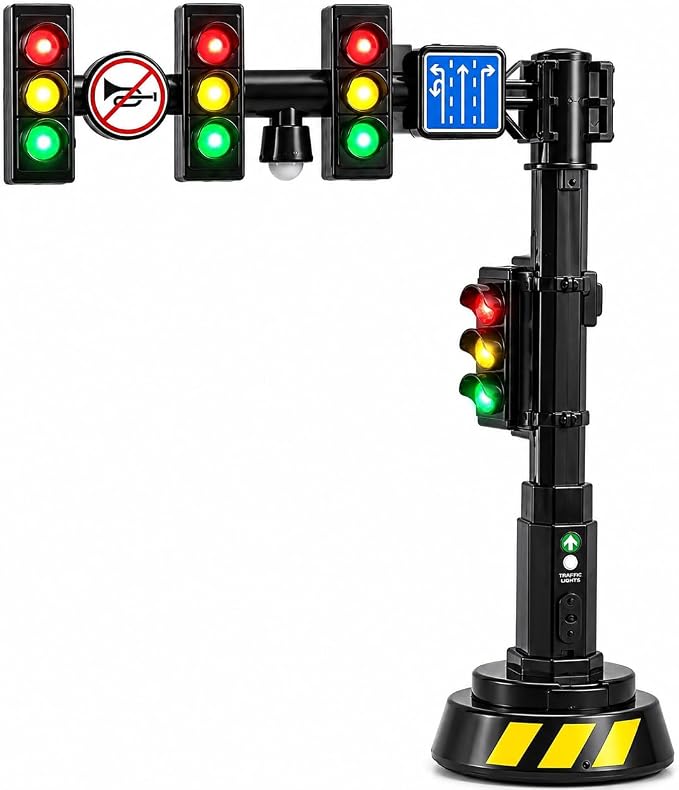 jarbins Stoplight Toy with Sounds, Red Yellow Green Light Learning Toy for Kids Pretend Play, Mini Stop Light Toy for Road Rules Learning, Classroom Activities, Toy Car Scenes, Dollhouse Display Prop