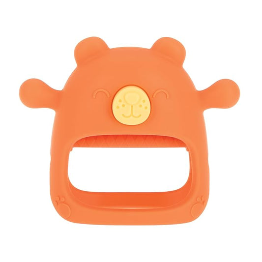 Nuby Silicone Wrist Teething Mitten - Baby Teether Ring - 3+ Months - Coral Bear