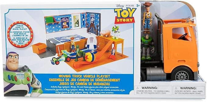 Disney Store Official Toy Story Moving Truck Vehicle Play Set - Eggman Movers Truck with Trailer, Andy's Room, Woody, Buzz Lightyear, Rex, RC, & Hamm Plus Accessories