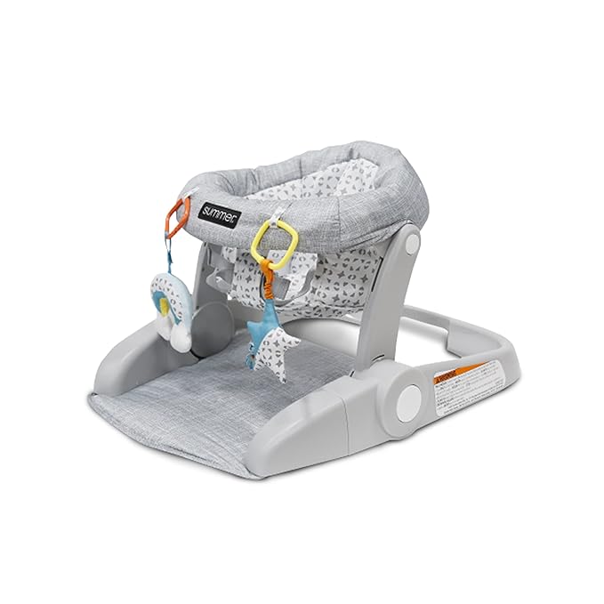 Bright Starts Learn-to-Sit 2-Position Floor Seat (Heather Gray) – Sit Baby Up in This Adjustable Baby Activity Seat Appropriate for Ages 4-12 Months – Includes Toys, Funfetti Neutral