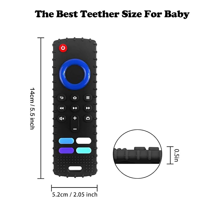 Silicone Baby Teething Toys, TV Remote Teethers for 6-12-18 Months Infant, Fire TV Remote Control Shape Toddlers Teething Remote Teethers, Chew Toys (FTV-1 Pack)